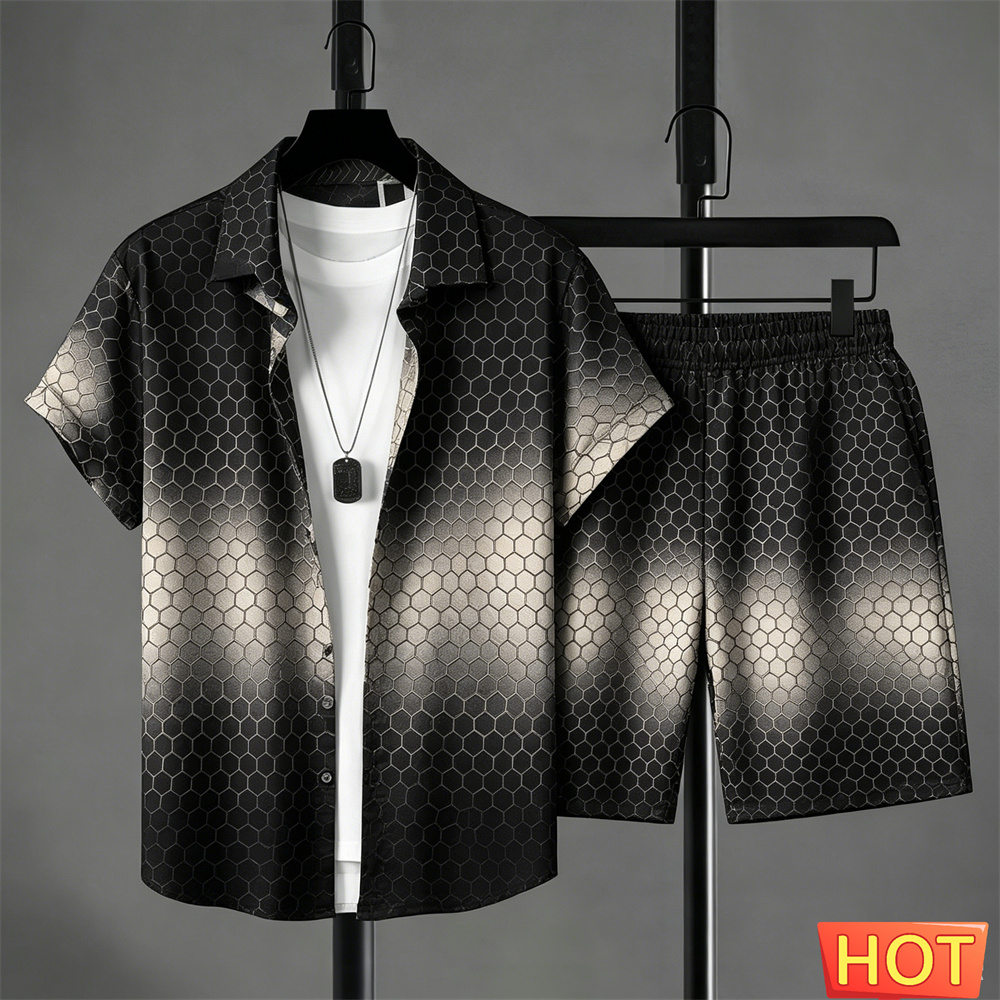 Summer Outfits Man Shirt Set G - Shirt Camp Collar review and price