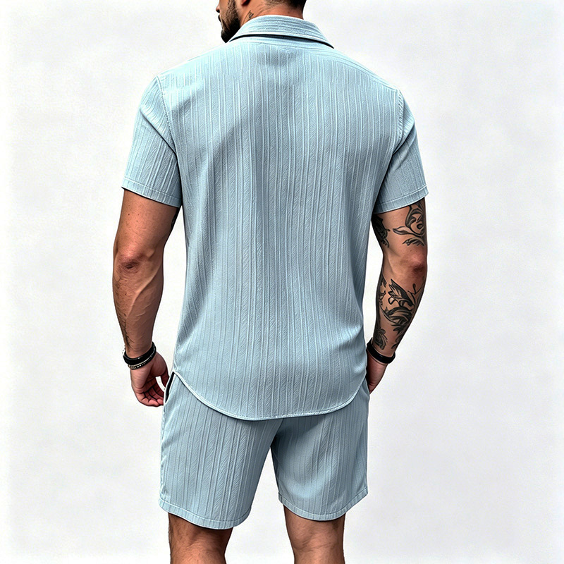 2026 New Men Vertical Wrinkle  - Shirt Camp Collar review and price